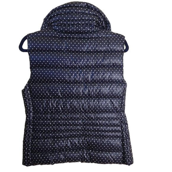 Vince Camuto Navy Polka Dot Full Zip Down Puffer Vest Size M - Picture 2 of 7